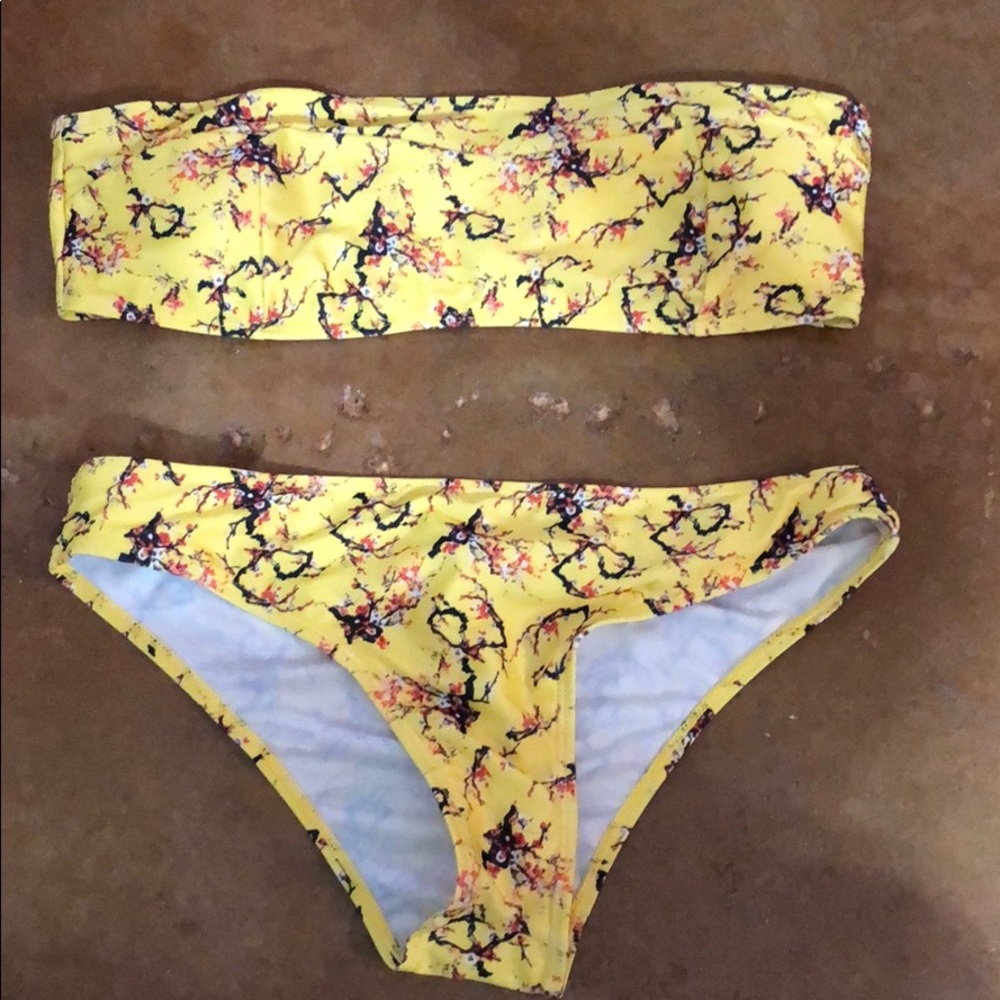 Yellow floral bathing suit